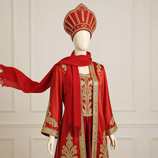 Elegant Mannequin in Regal Red Costume