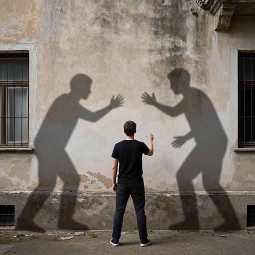 Man with Shadow Figures Drama