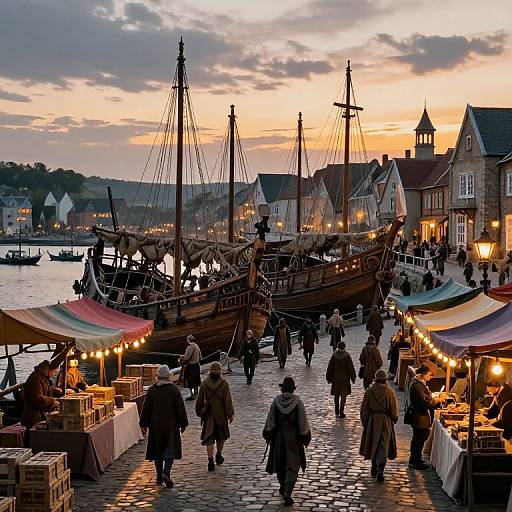 Bustling Medieval Fantasy Harbor