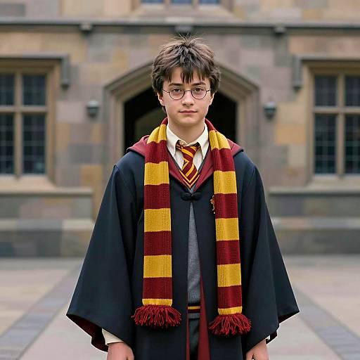 Young Wizard at Hogwarts in Daylight