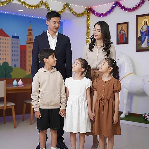 Festive Family Gathering in Colorful Room