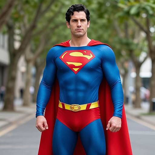 Man in Superman Costume on Street