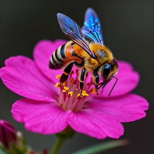 Iridescent Bee on Neon Flower