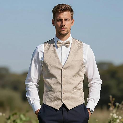 Elegant Outdoor Wedding Portrait of a Man
