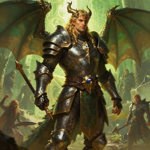 Epic Dragonborn Paladin Digital Art