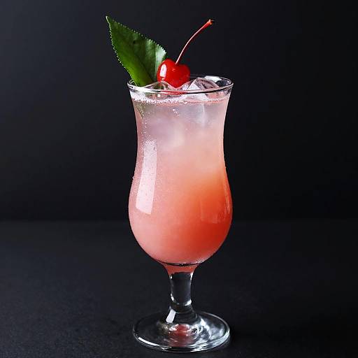 Pink Cocktail with Cherry Garnish