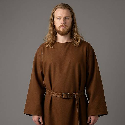 Blonde Bearded Man in Brown Robe