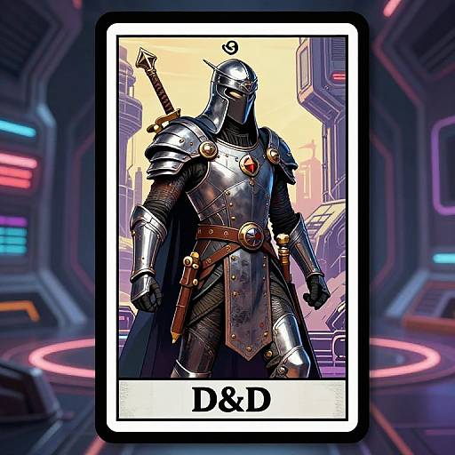 Futuristic D&D Warrior Tarot Card
