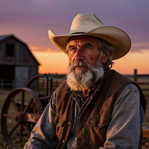 Photorealistic Portrait of Aged Cowboy