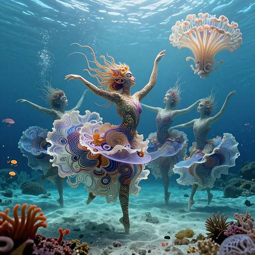 Ethereal Underwater Ballet of Mythical Creatures