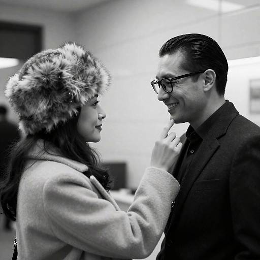 Elegant Couple in Black and White Portrait