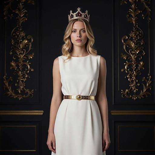 Regal Blonde Woman in Ornate Room