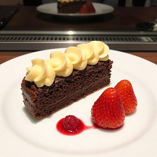 Almond Buttercream Chocolate Cake Slice