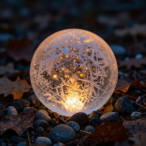 Glowing Sphere in Frosty Forest