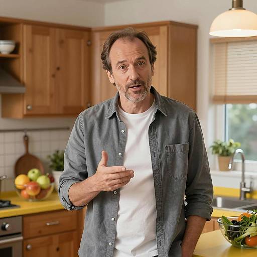 Middle-Aged Man in a Warm Kitchen