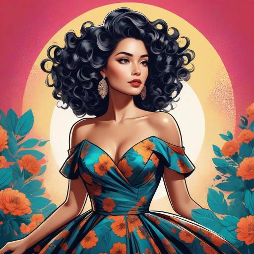 Elegant Hispanic Woman in Floral Gown Elegant Hispanic Woman in Floral Gown
