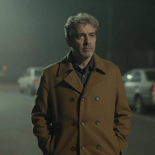 Mysterious Man in Foggy Night Scene