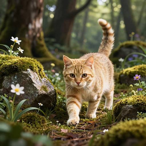 Blonde Tabby Cat in Enchanted Forest