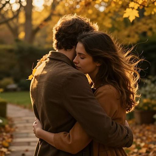 Tender Autumn Garden Couple Hug