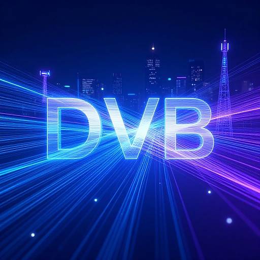 Neon blue and purple digital artwork of large, glowing 