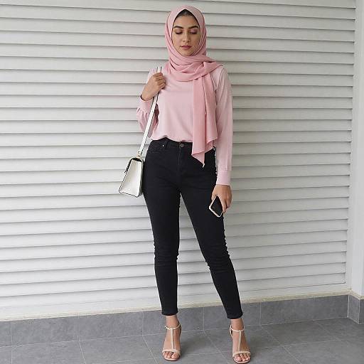 Young Woman in Pink Hijab Fashion
