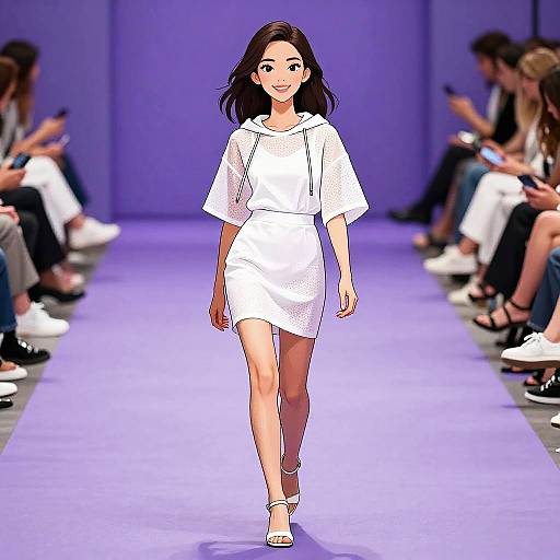 Sporty Chic Woman in White Dress