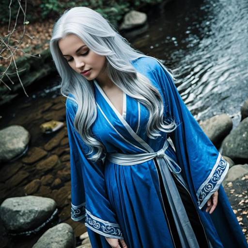 Woman in Blue Cosplay Robes by Stream