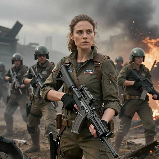 Heroic Woman Leading Alien Resistance