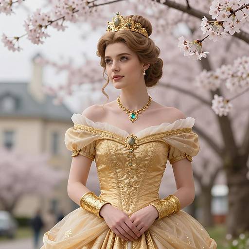 Elegant Fantasy Princess in Blooming Spring