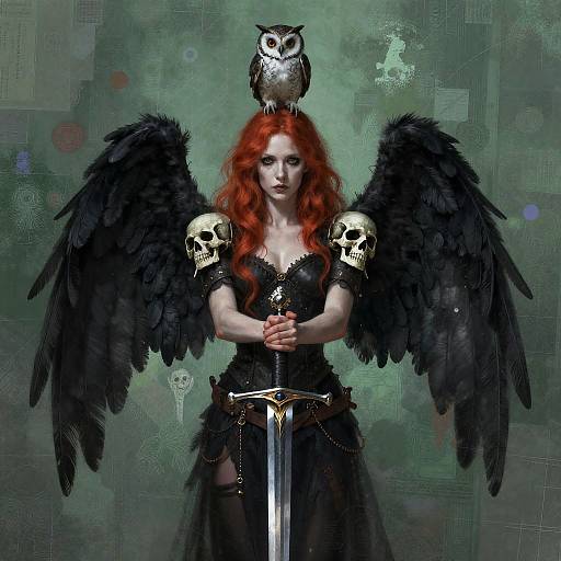 Gothic Fantasy Woman with Owl