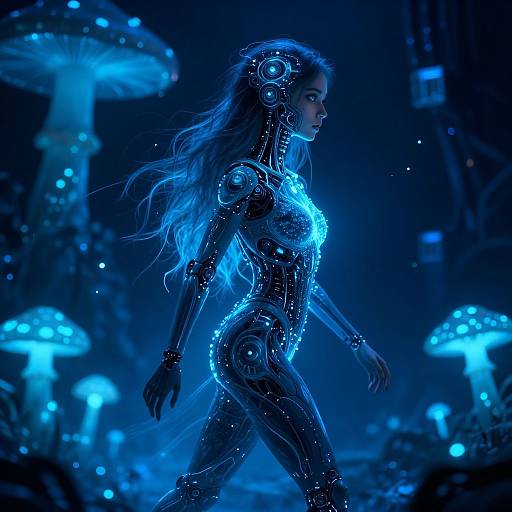 Bioluminescent Cyberpunk Hybrid Girl