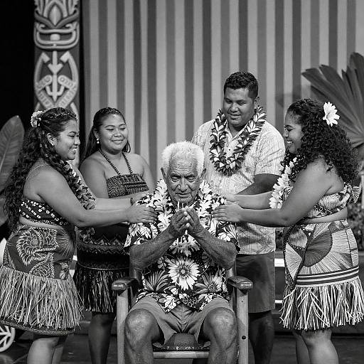 Polynesian Celebration in Black and White