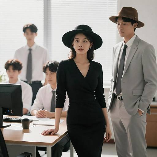 Office Scene with Four Professionals