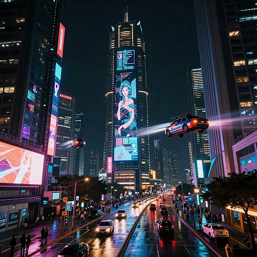 Futuristic Cyberpunk Cityscape at Night