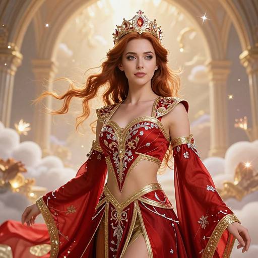 Regal Woman in Mystical Fantasy Attire