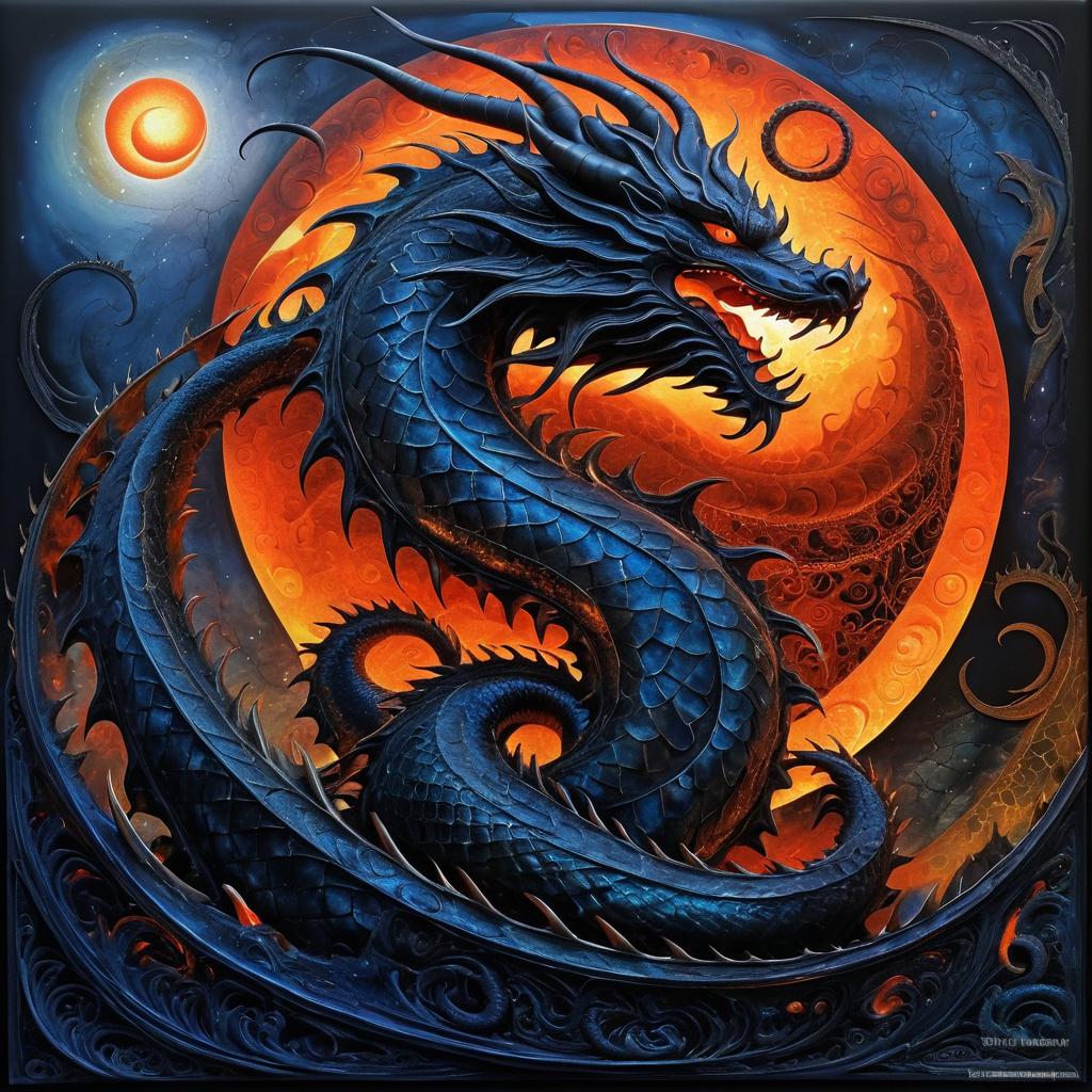 Surreal Dragon Masterpiece with Moonlight