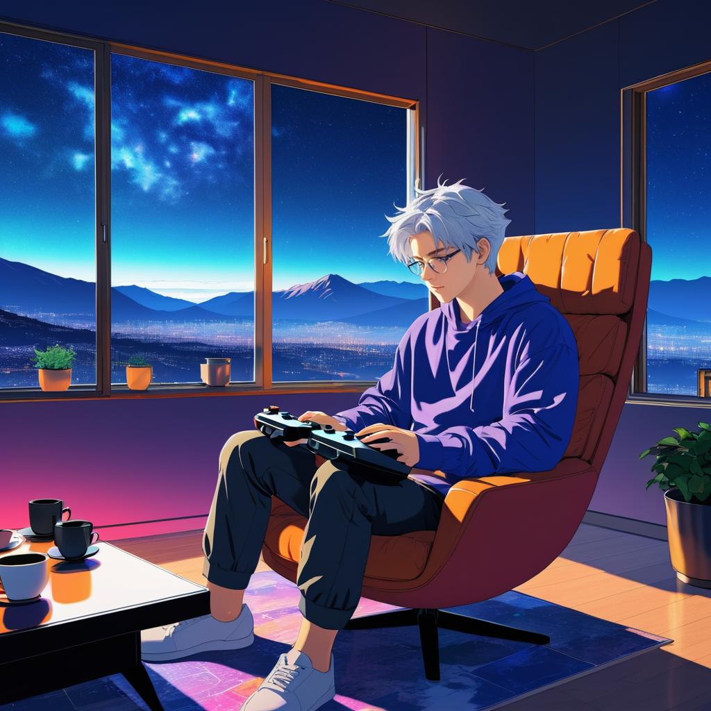 Stylish Shōnen Manga Bedroom Scene