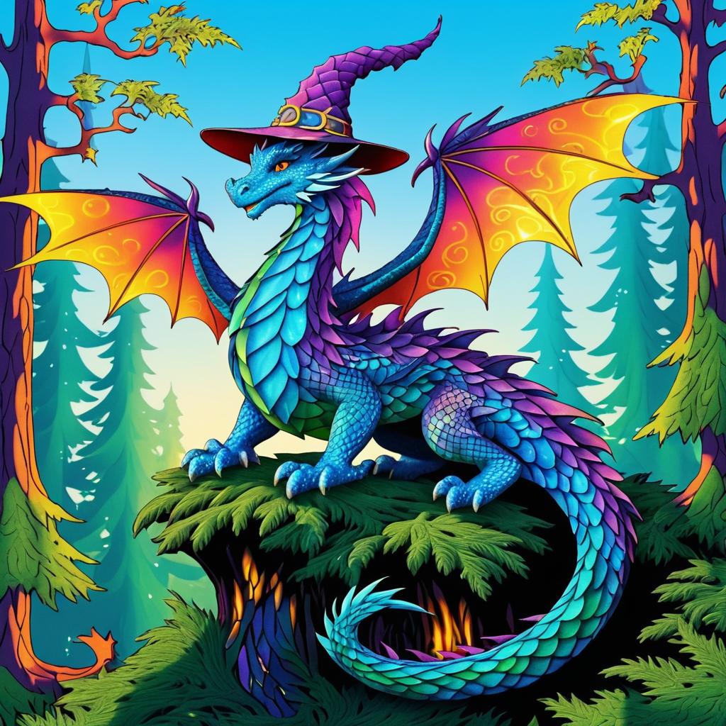 Whimsical Dragon in Enchanted Forest Art