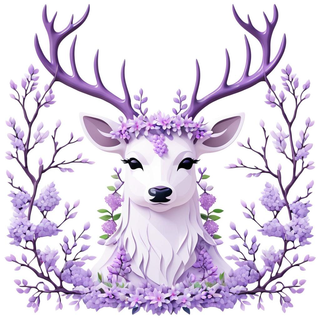 Kawaii Deer with Floral Antlers