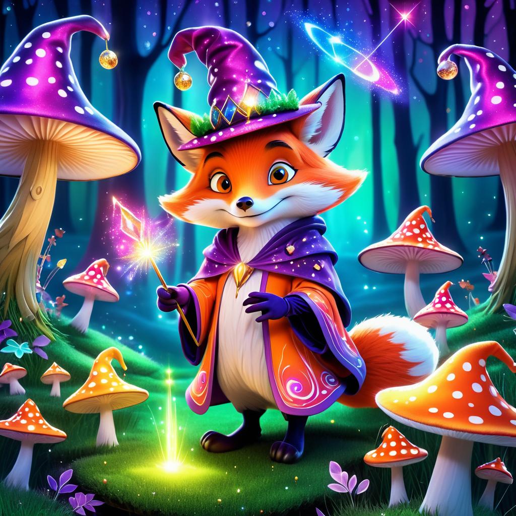 Whimsical Fox Magician in Enchanted Glade