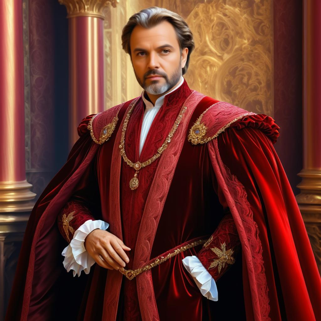 Renaissance Politician in Crimson Gown