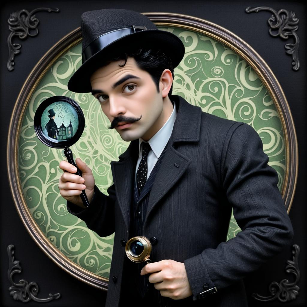 Whimsical Detective Portrait in Burton Style