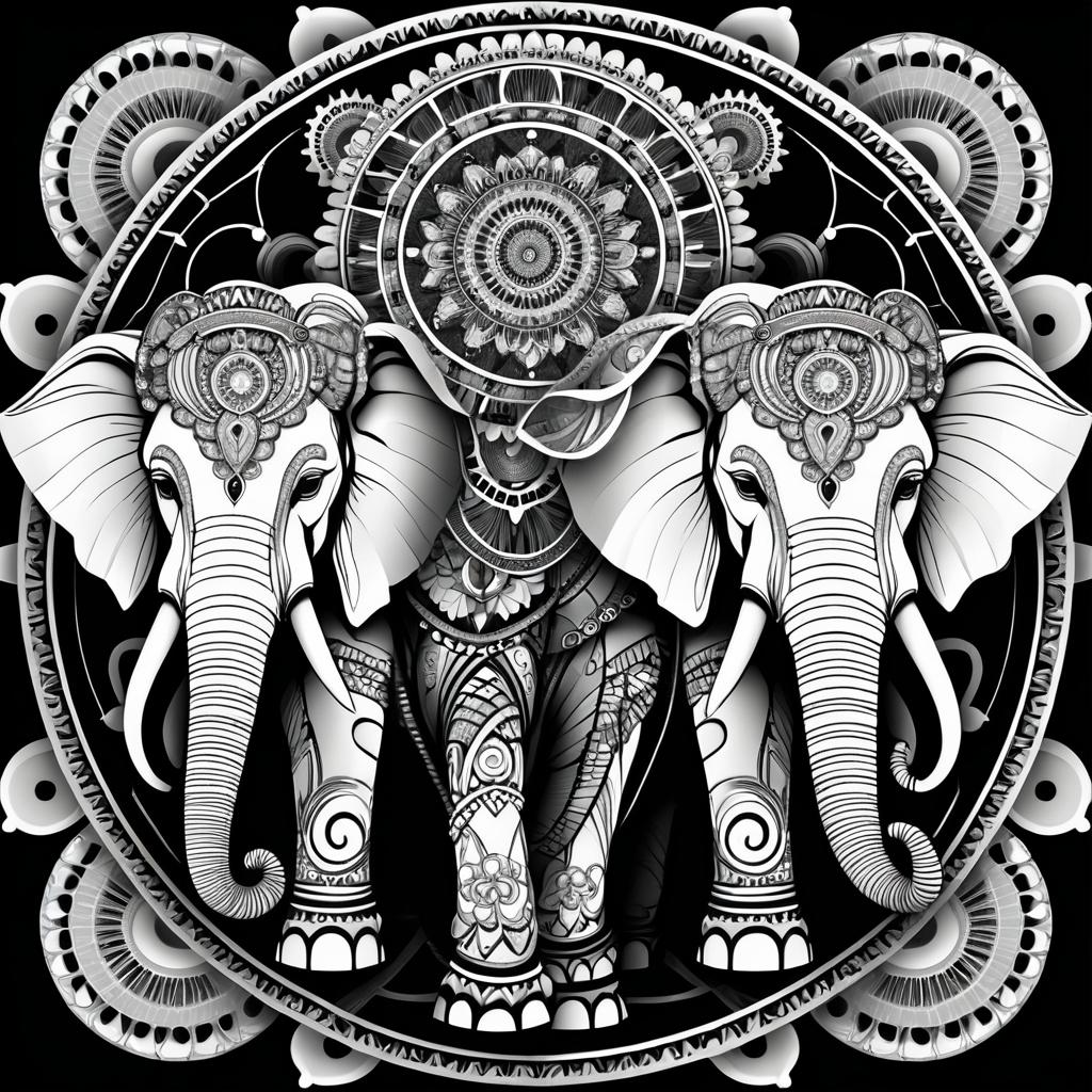 Steampunk Mandala Elephants for Coloring