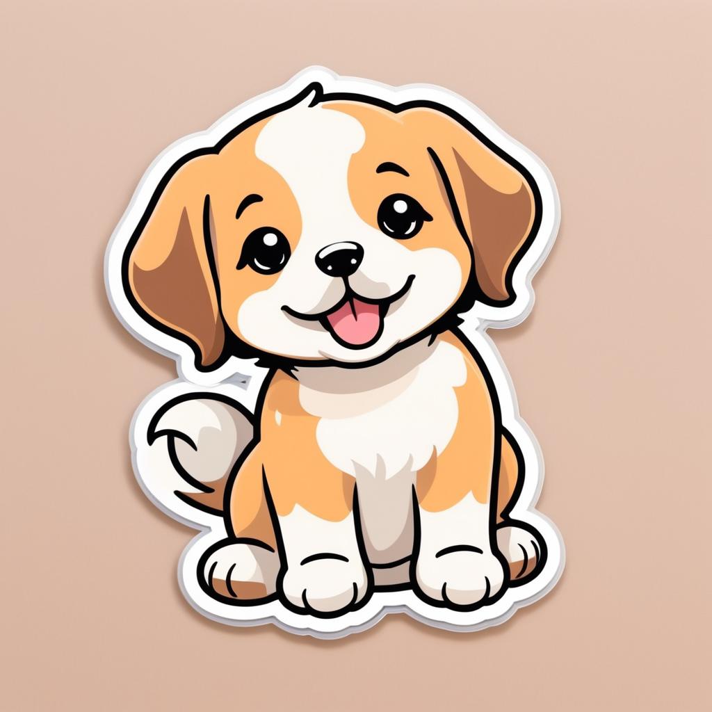 Cute Playful Puppy Sticker Design