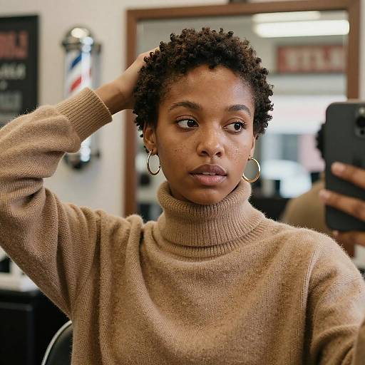 Sunlit Vintage Barbershop Selfie Portrait