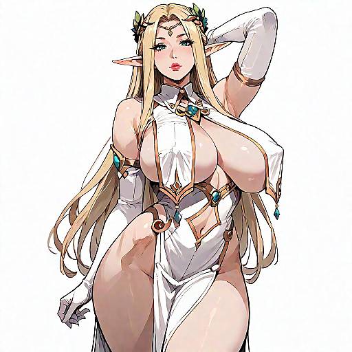 Mature Elf in Elegant White Dress