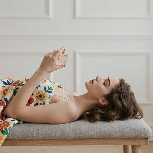 Young Woman Relaxing on Cushioned Bench