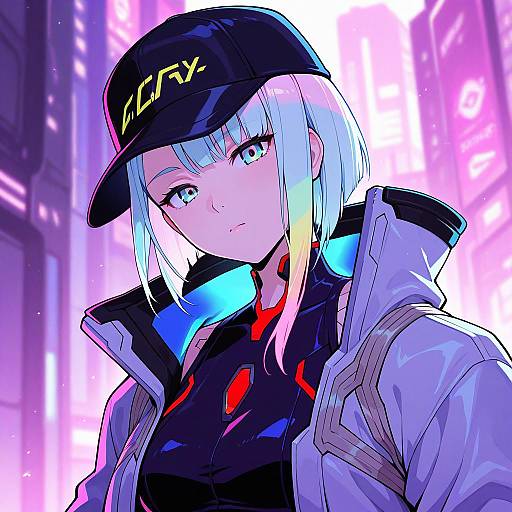 Cyberpunk Lucy in Baseball Cap Portrait