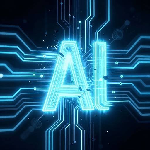 Digital artwork of glowing blue neon 