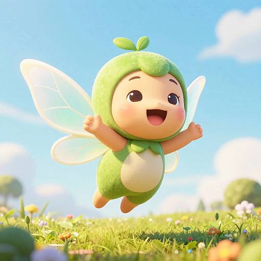 Joyful Kawaii 3D Floating Pixie